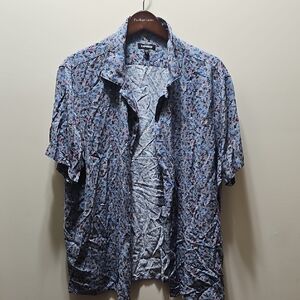 Express For MenBlue Floral Short Sleeve Shirt